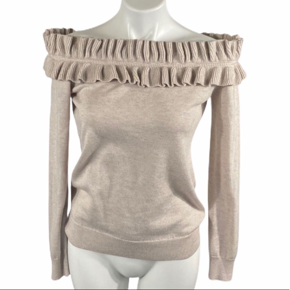 Duffy Off The Shoulder Sweater Medium Heather Tan